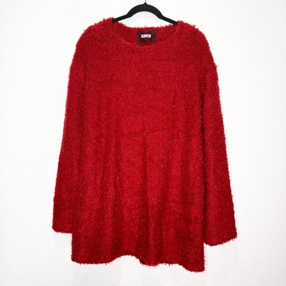 NWOT Reformation Lokie Dress Sweater Holiday Boucle Red Large - Picture 2 of 9